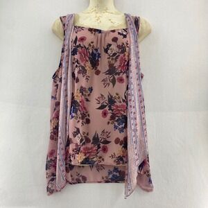 Signature Studio Pink‎ Floral Tank Top 
Fairycore Flowy Whimsical Size 2X